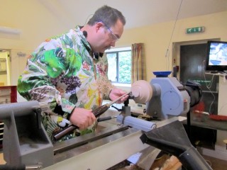 Jason shaping the back of his bowl